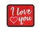 I Love You in English Heart Multi-Color Embroidered Iron-On or Hook & Loop Patch Applique